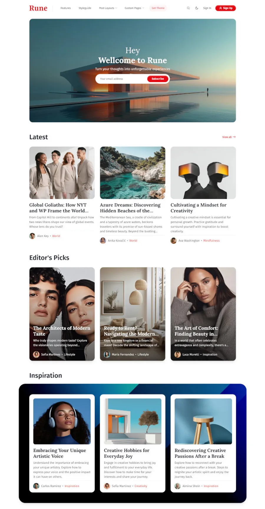 Rune Ghost theme homepage