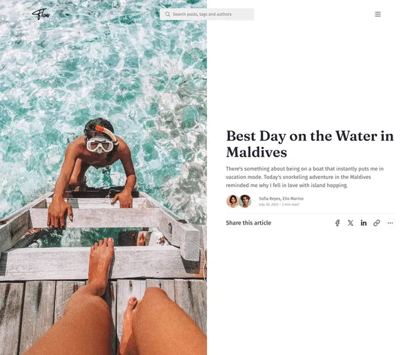 Flow Ghost theme alternative post layout