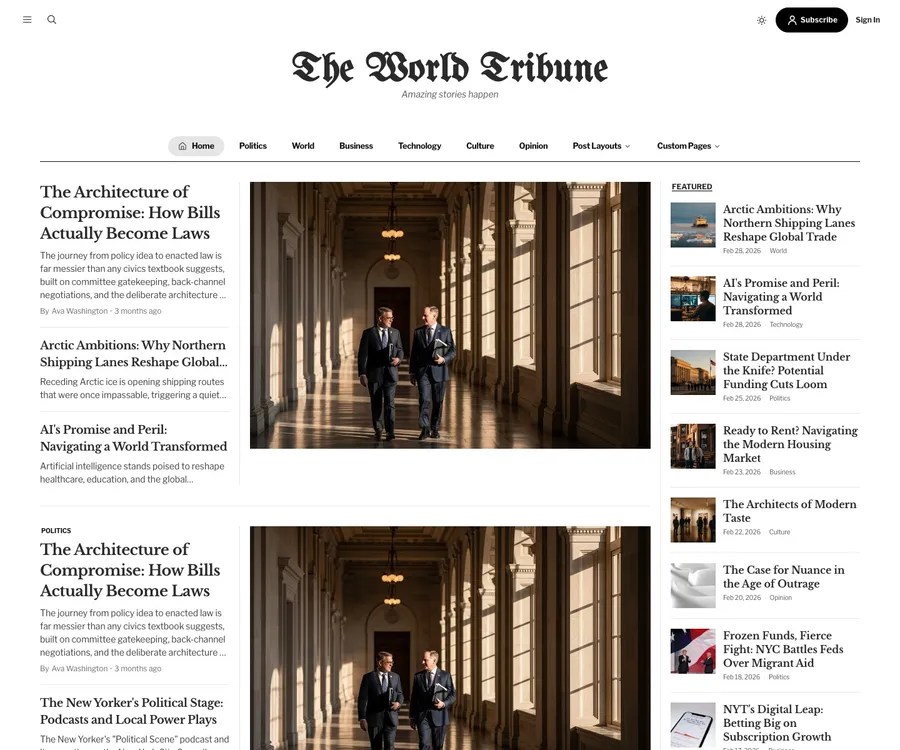 Tribune Theme Documentation - Premium Ghost theme with multiple layouts, dark mode, and membership support