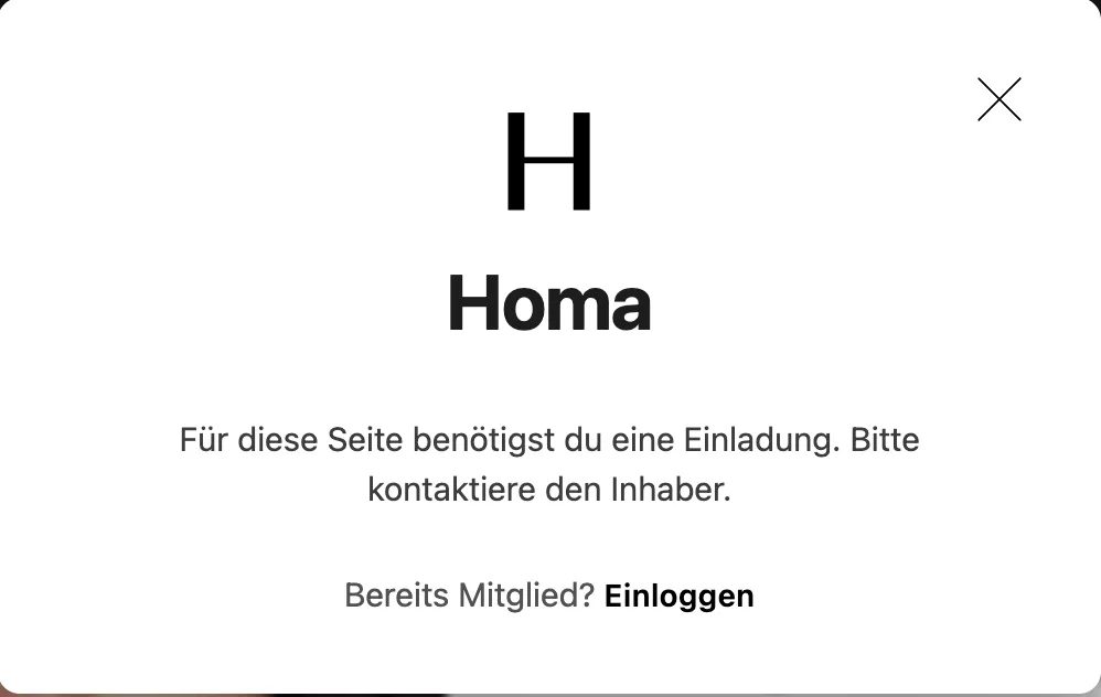 Ghost's Portal signup window on a Luxe Themes demo site after the publication language was set to German, showing the site's logo and German text saying the site is invite-only and offering an Einloggen link for existing members