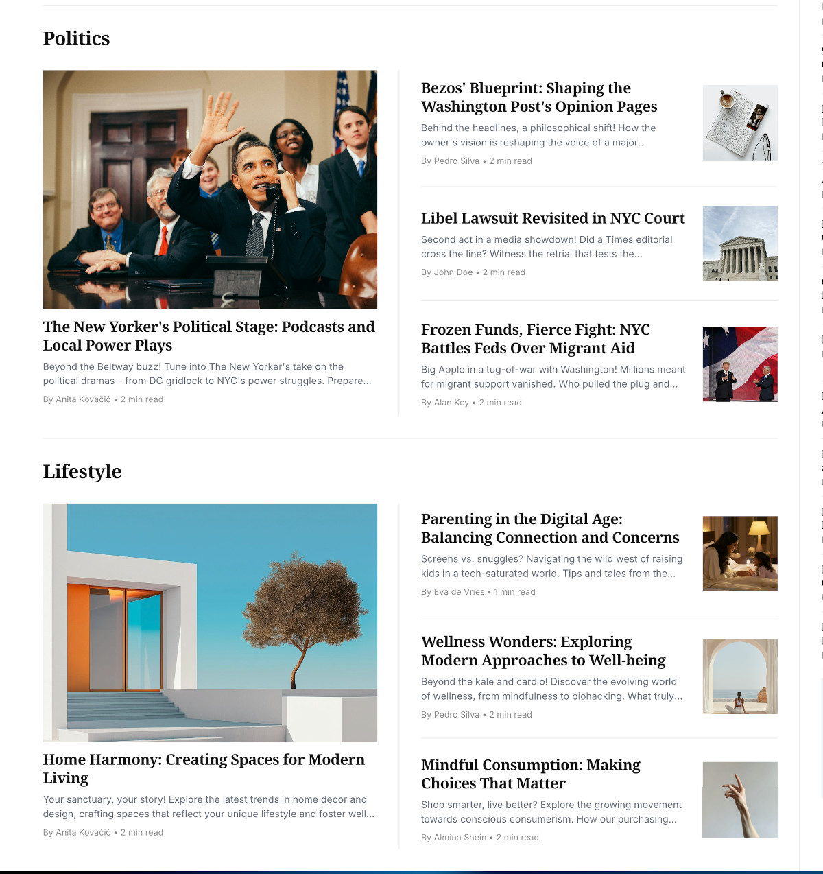 Homepage Tags Section