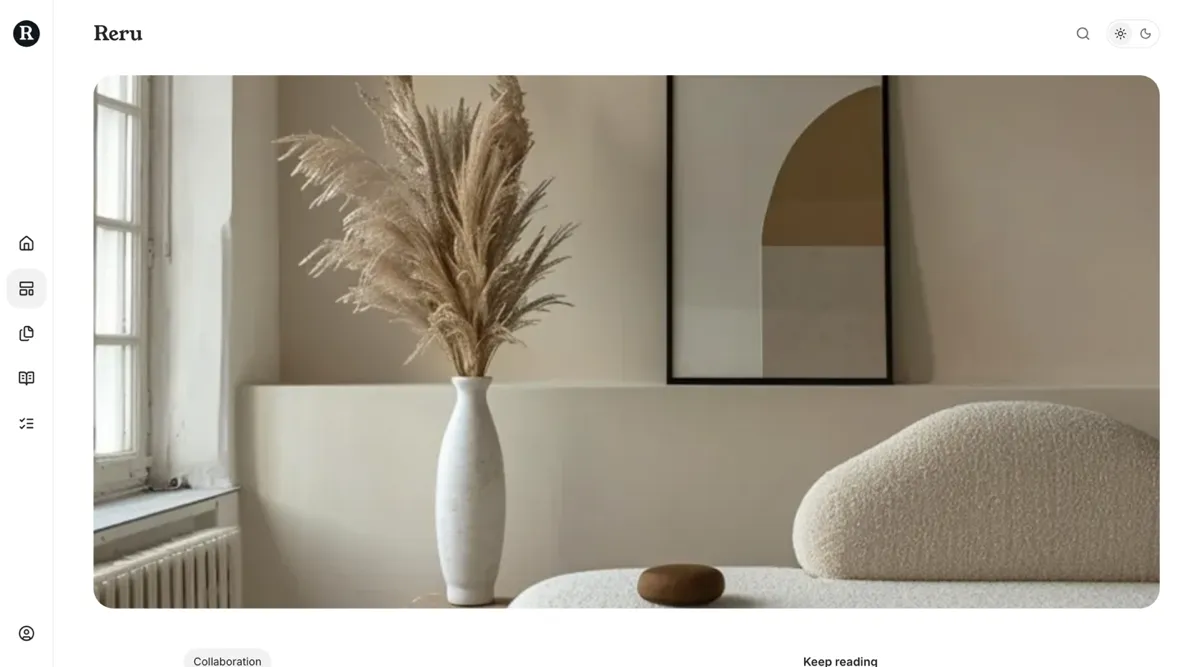 Reru Image First post layout opening with a wide feature image above the reading column