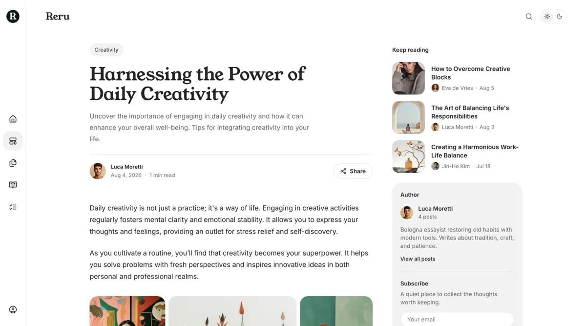 Reru No Image post layout with the text header alone leading into the reading column