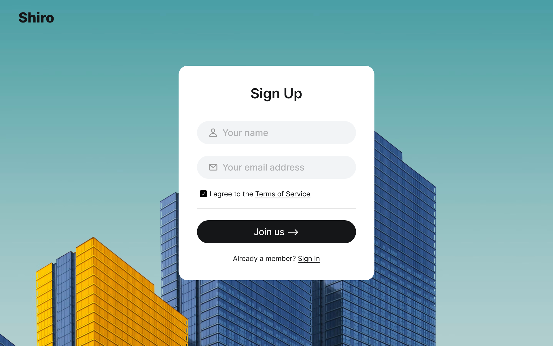 Shiro Sign-up Page